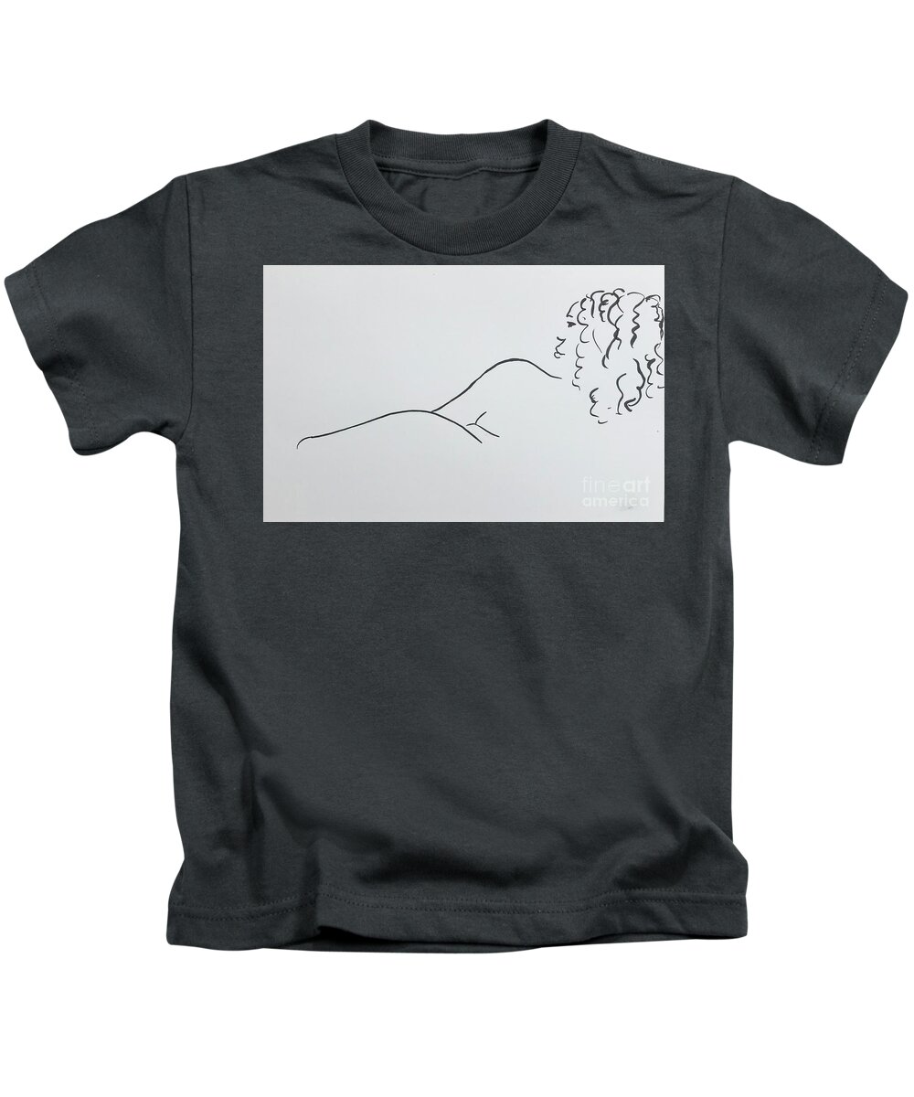 Sumi Ink Kids T-Shirt featuring the drawing Side view by M Bellavia