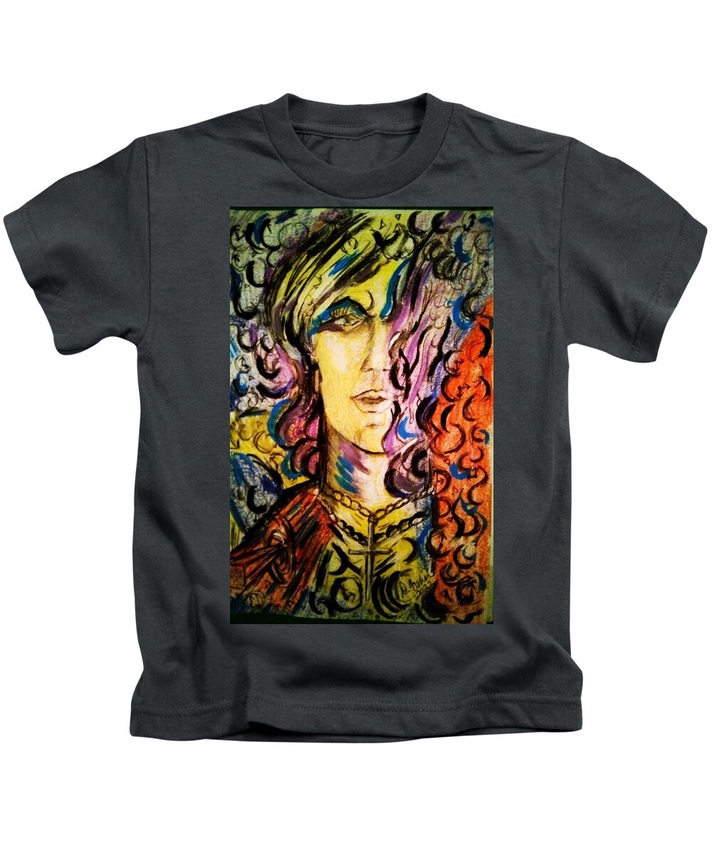 Portrait Kids T-Shirt featuring the painting Silence Minute by Dawn Caravetta Fisher