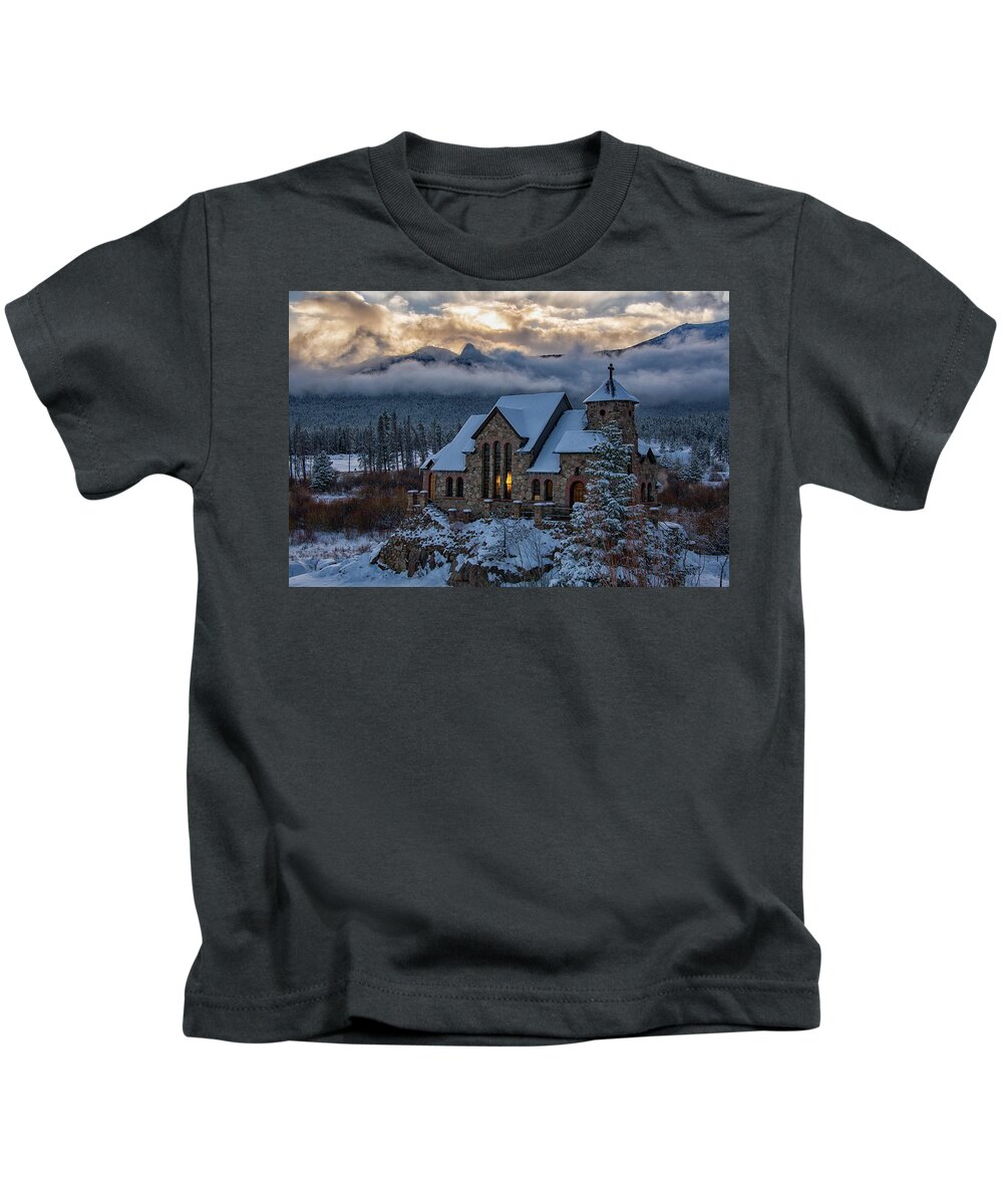 Chapel On The Rock Kids T-Shirt featuring the photograph Silent Night 2 by Darlene Bushue