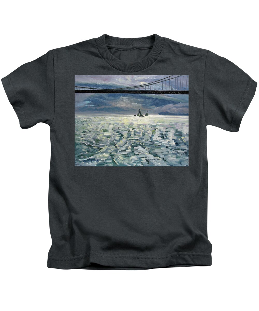 Golden Gate Kids T-Shirt featuring the painting Silhouettes by John McCormick