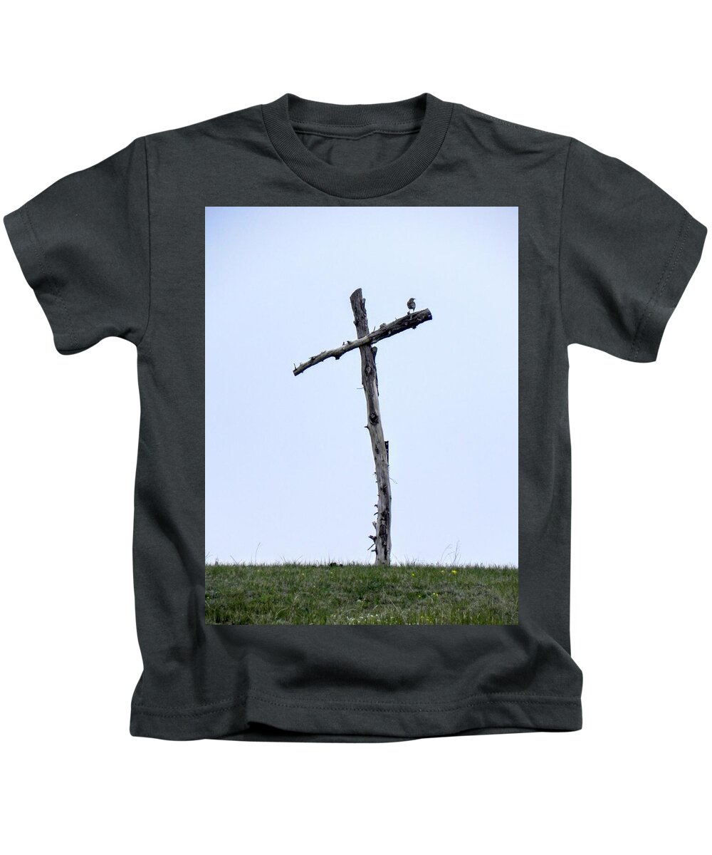 Meadow Lark Kids T-Shirt featuring the photograph Singing The Old Rugged Cross by Amanda R Wright