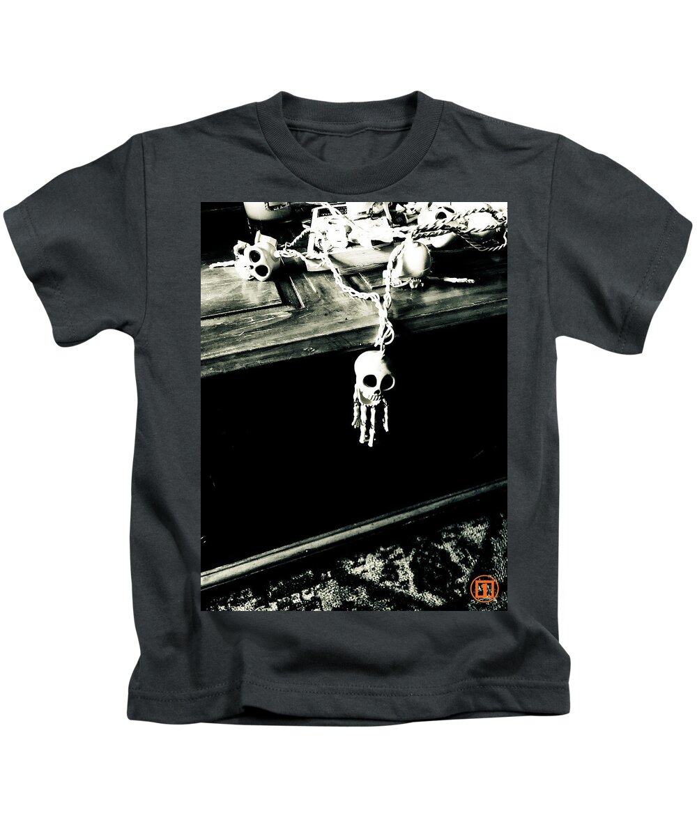 Halloween Kids T-Shirt featuring the photograph Skeletons by Grey Coopre