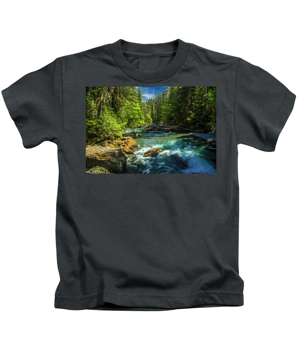 Olympic National Park Kids T-Shirt featuring the photograph Skokomish at Staircase by Doug Scrima
