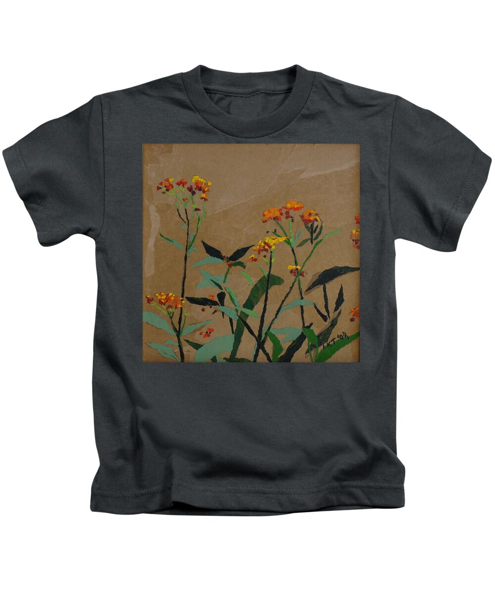 Floral Recycled Collage Kids T-Shirt featuring the painting Smith Garden by Leah Tomaino
