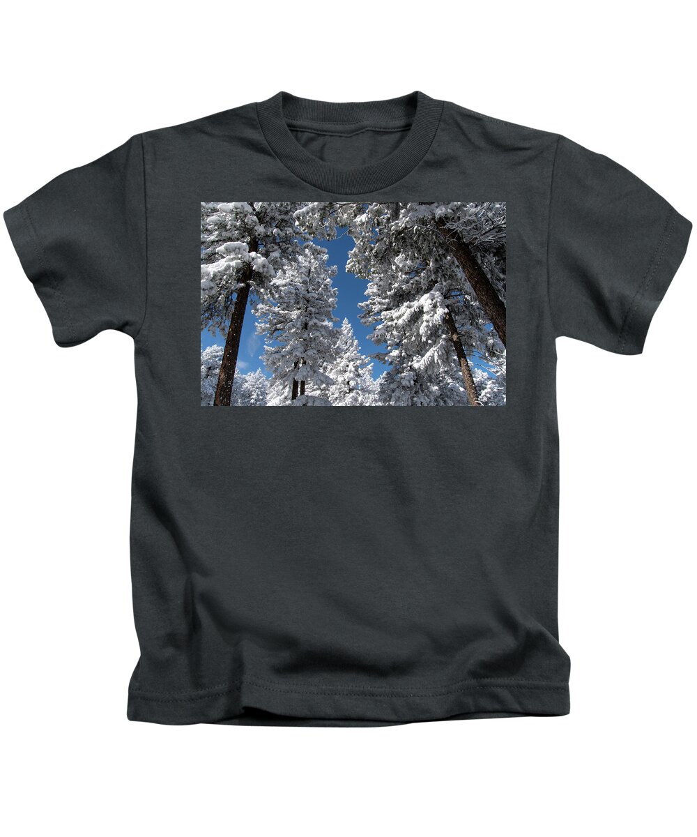Colorado Kids T-Shirt featuring the photograph Snow-Covered Pine Forest by Cascade Colors
