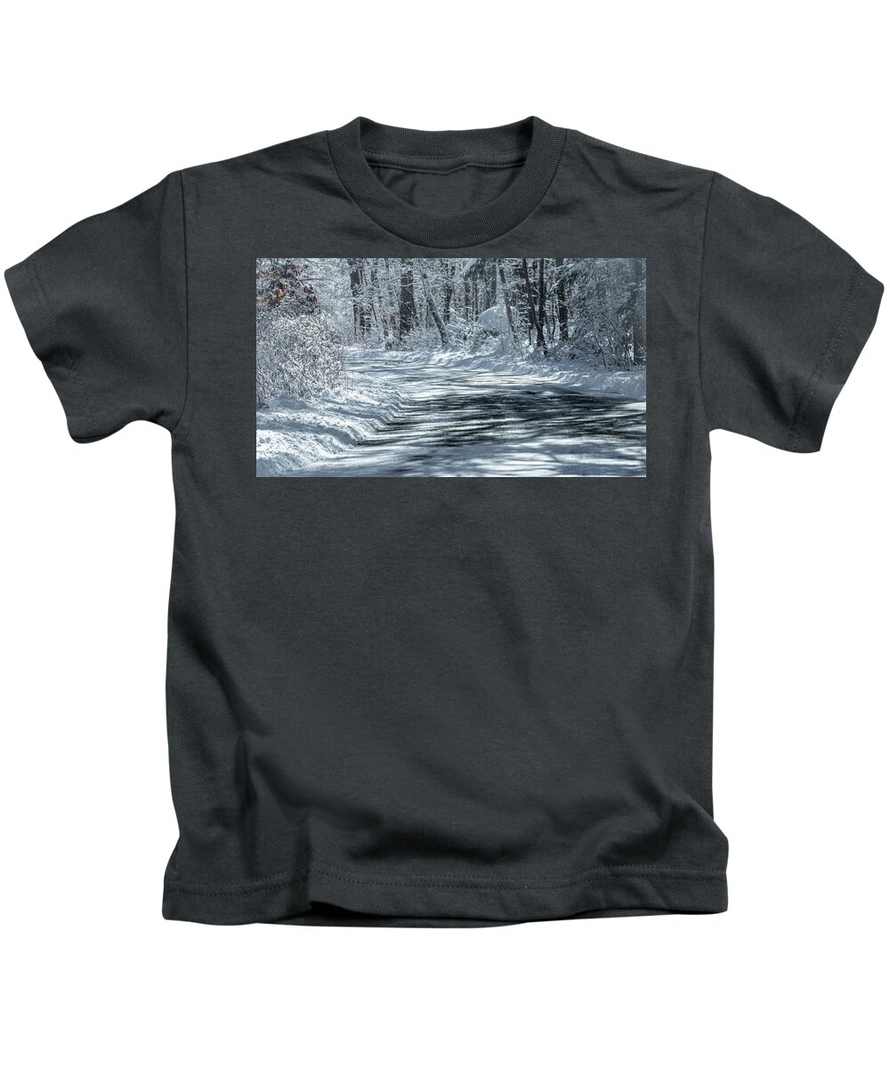 Fresh Snow Kids T-Shirt featuring the photograph Snow Drive by William Bretton