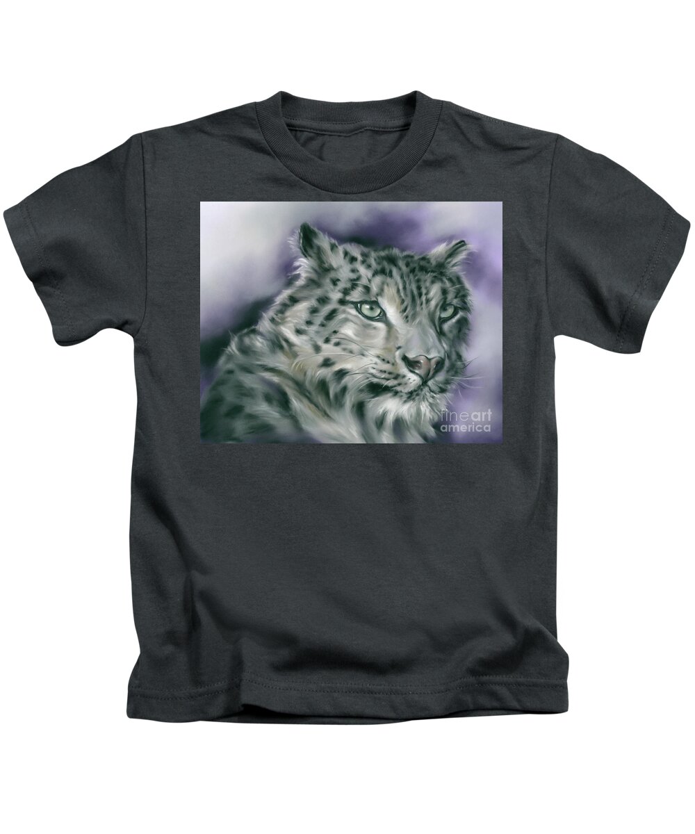 Animal Kids T-Shirt featuring the painting Snow Leopard by MM Anderson