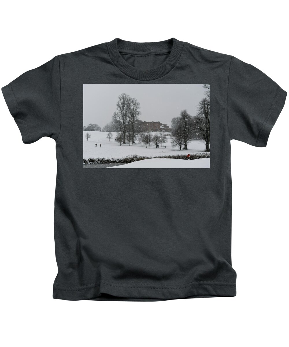 Herts Kids T-Shirt featuring the photograph Snowy scene by Andrew Lalchan
