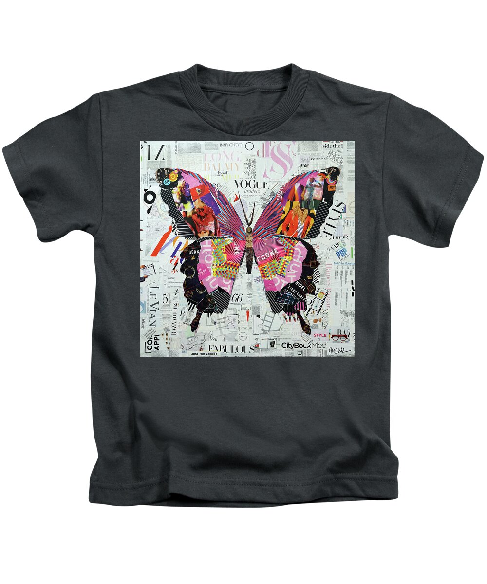Butterfly Kids T-Shirt featuring the mixed media Social Butterfly by James Hudek
