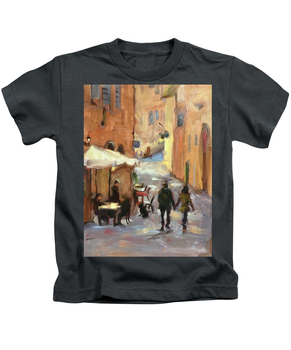 Florence Kids T-Shirt featuring the painting Soft light of day by Ashlee Trcka