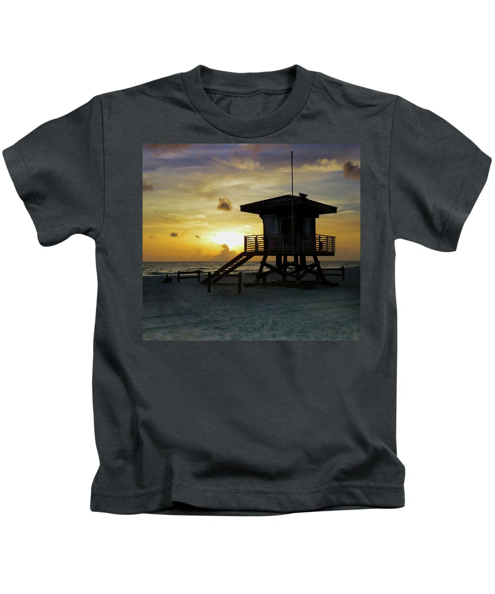 Night Beach Kids T-Shirt featuring the photograph Soft Surrender by Vicky Edgerly