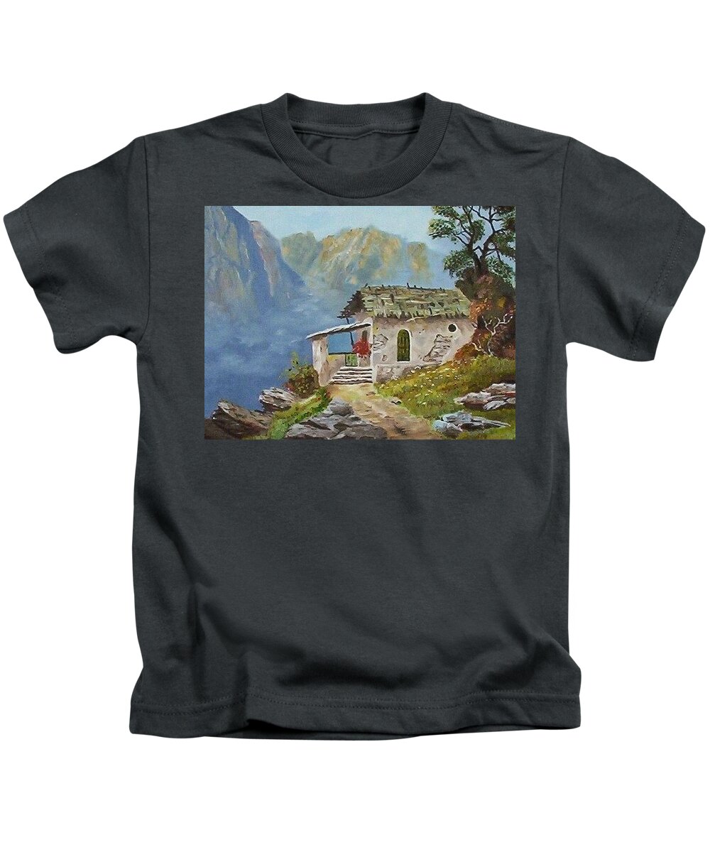 Oil Painting Kids T-Shirt featuring the painting Solitude by Stephen King