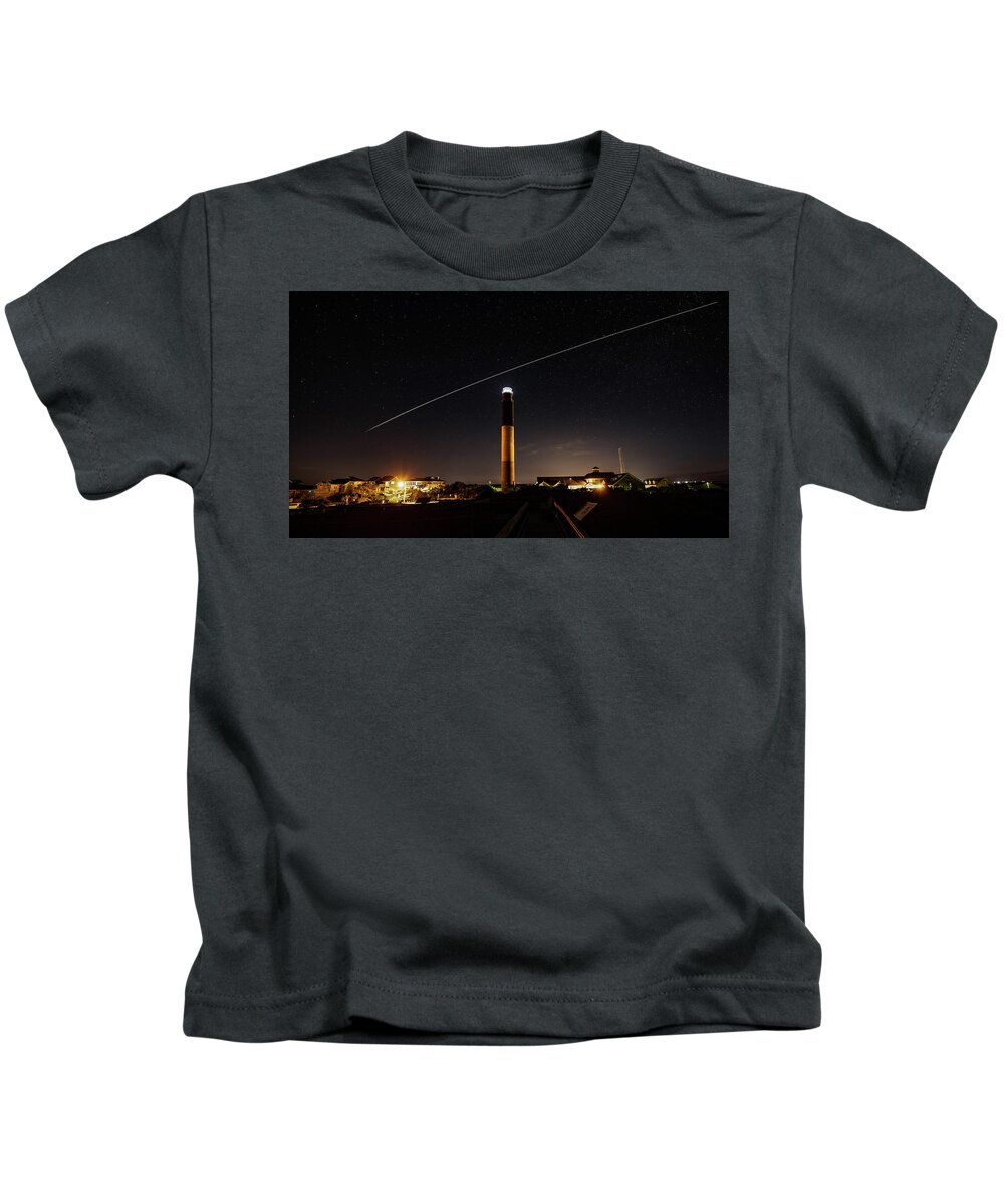 Caswell Beach Kids T-Shirt featuring the photograph Space Station at the Lighthouse by Nick Noble