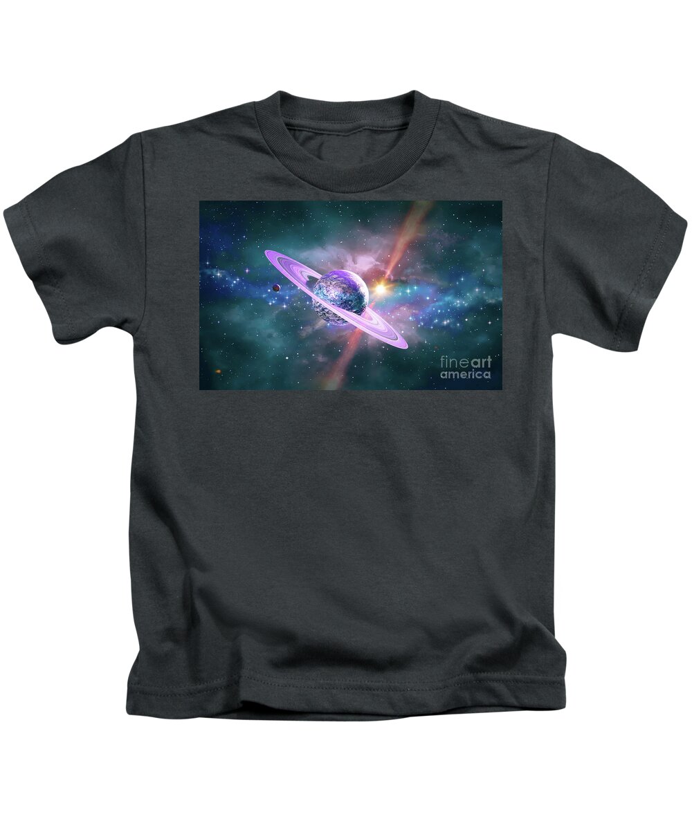  Kids T-Shirt featuring the digital art Spacetime Partners by Don White Artdreamer