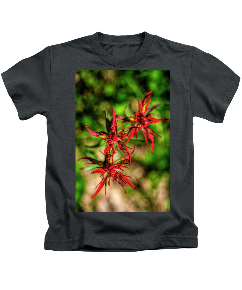 Red Kids T-Shirt featuring the photograph Spider Red Flower by Pamela Dunn-Parrish