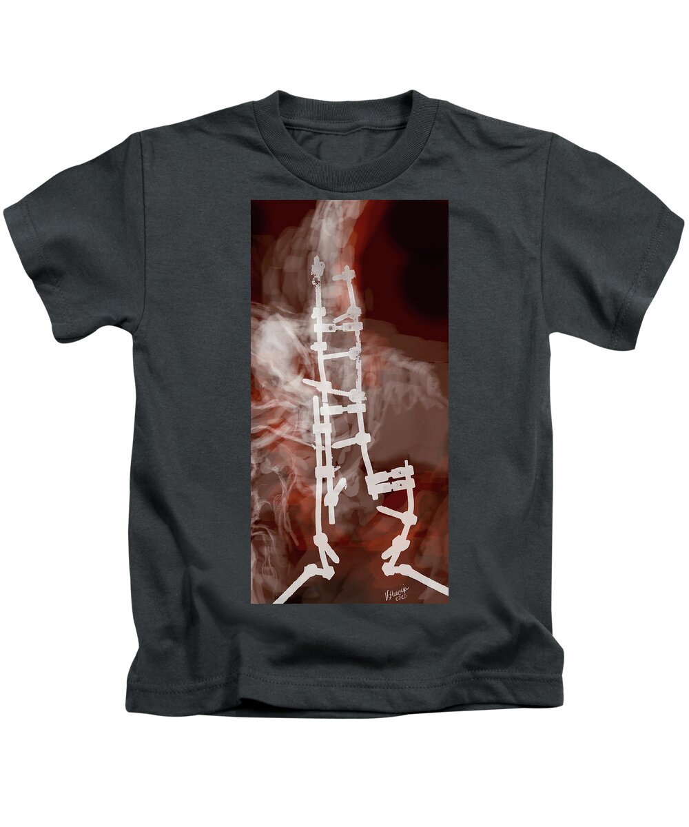 #spinalprosthesis Kids T-Shirt featuring the digital art Spinal Prosthesis, Study 7 by Veronica Huacuja