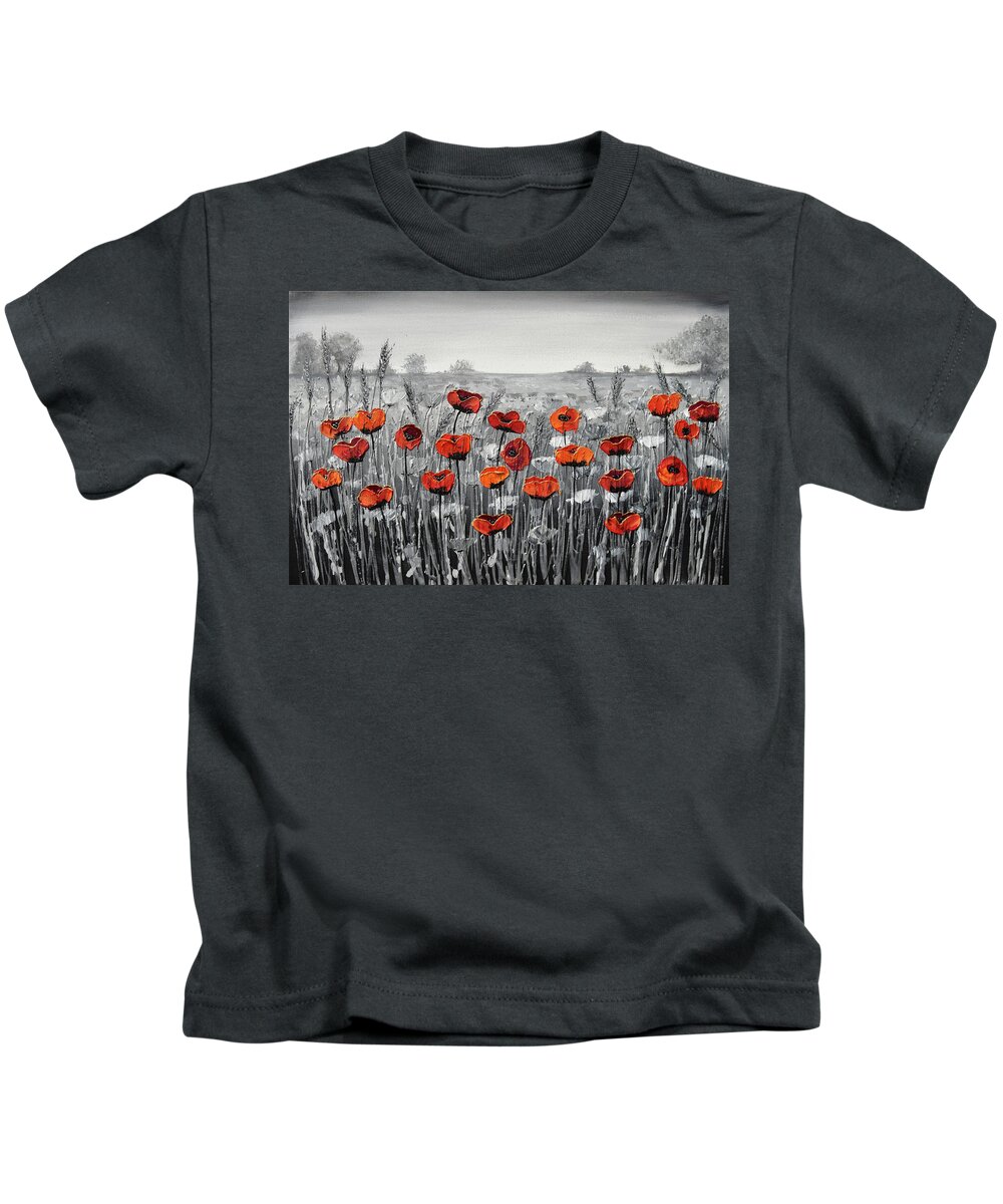 Red Poppies Kids T-Shirt featuring the painting Splash of Colour by Amanda Dagg