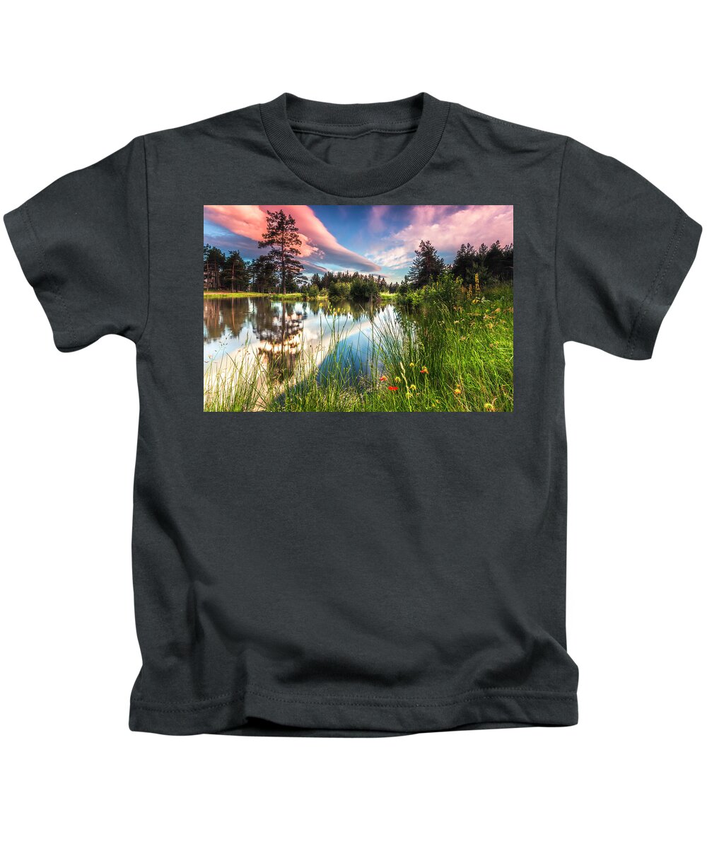 Mountain Kids T-Shirt featuring the photograph Spring Lake by Evgeni Dinev