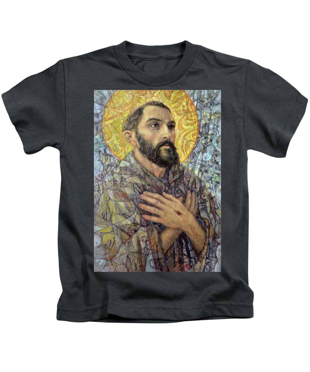 Saint Kids T-Shirt featuring the painting St. Francis of Assisi by Cameron Smith