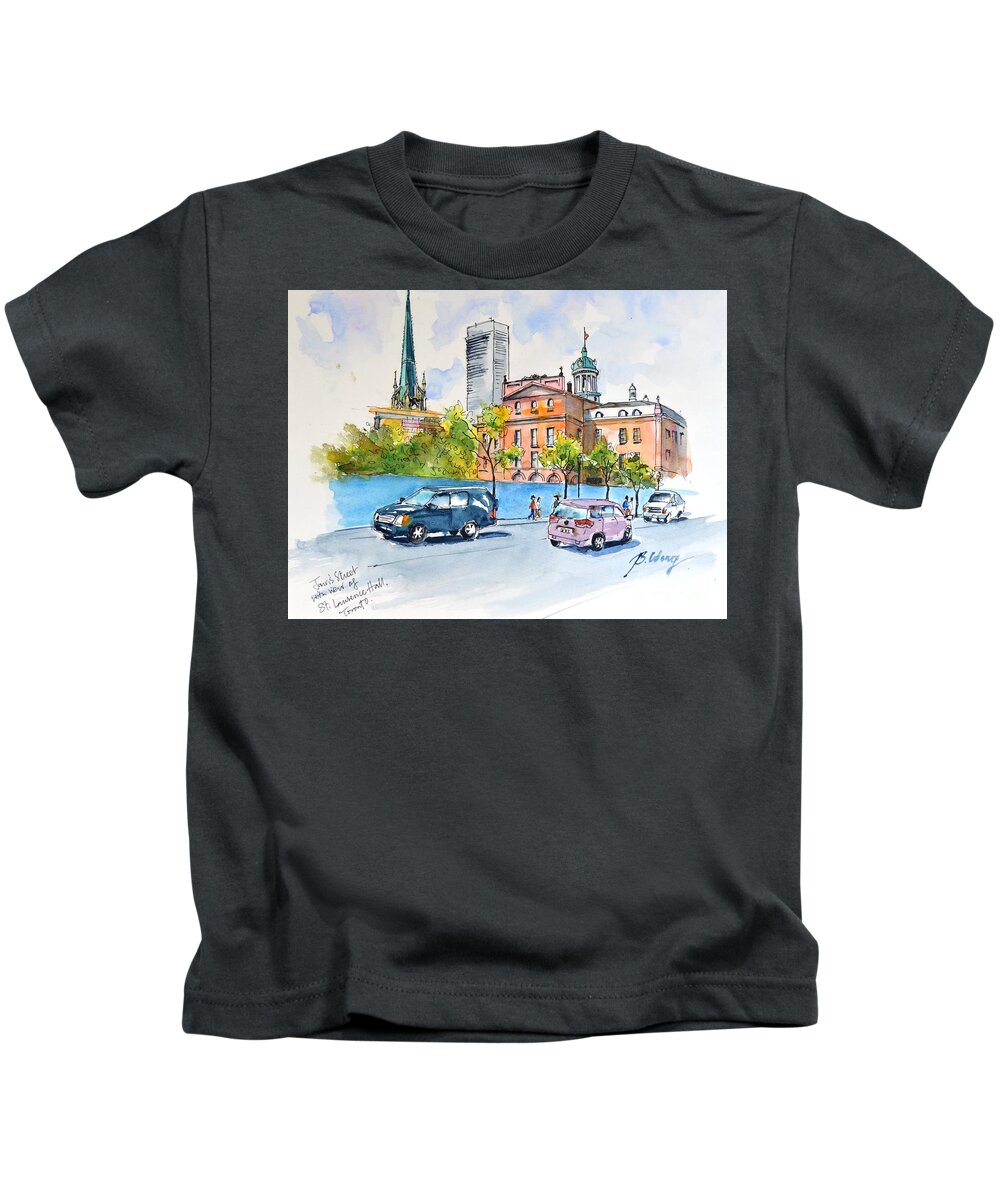 Buildings Kids T-Shirt featuring the painting St Lawrence Hall, Toronto by Betty M M Wong