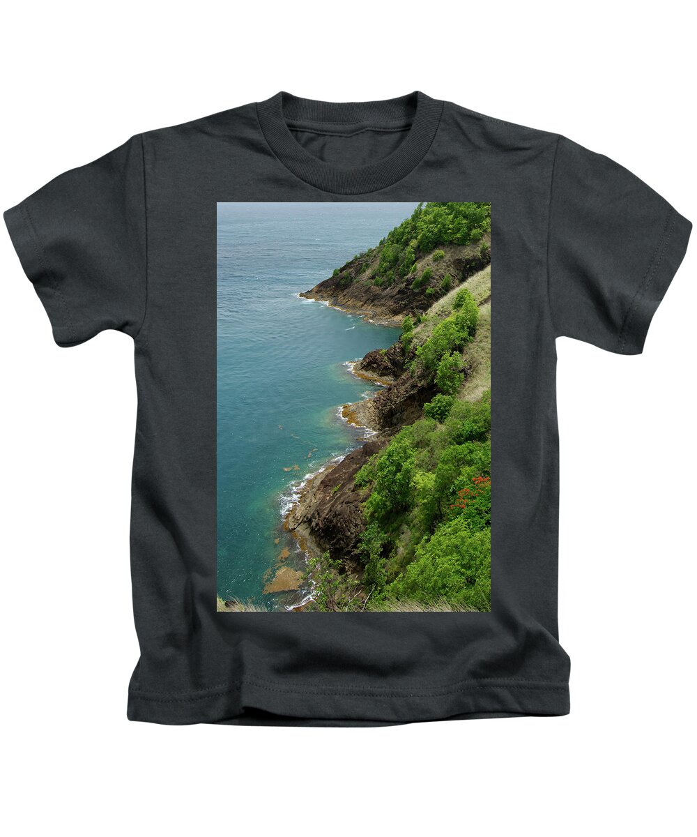 Islands Kids T-Shirt featuring the photograph St Lucia Coast by Flinn Hackett