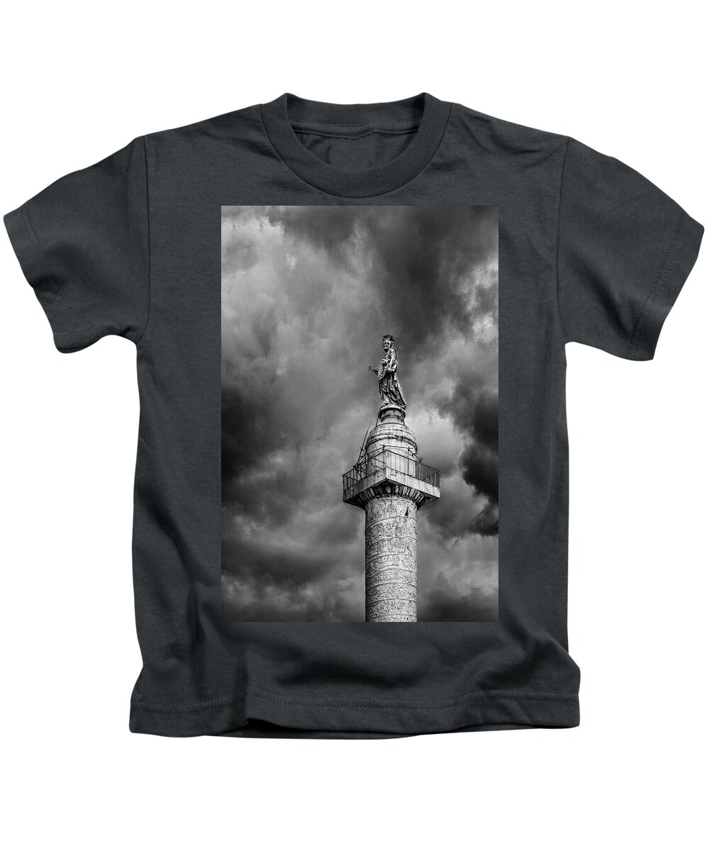 B&w Kids T-Shirt featuring the photograph St. Peter On A Pole by Mike Schaffner
