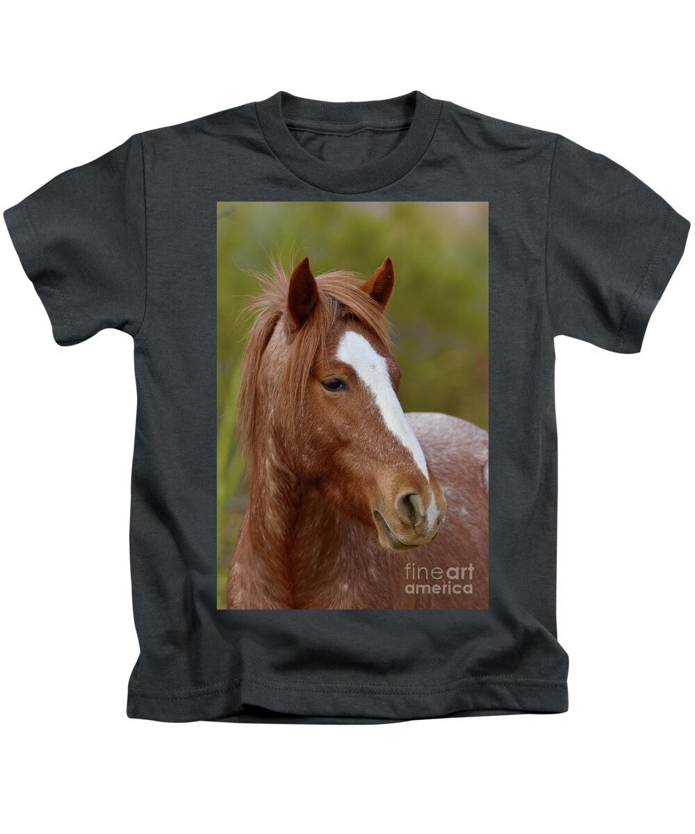 Salt River Wild Horse Kids T-Shirt featuring the digital art Stance by Tammy Keyes