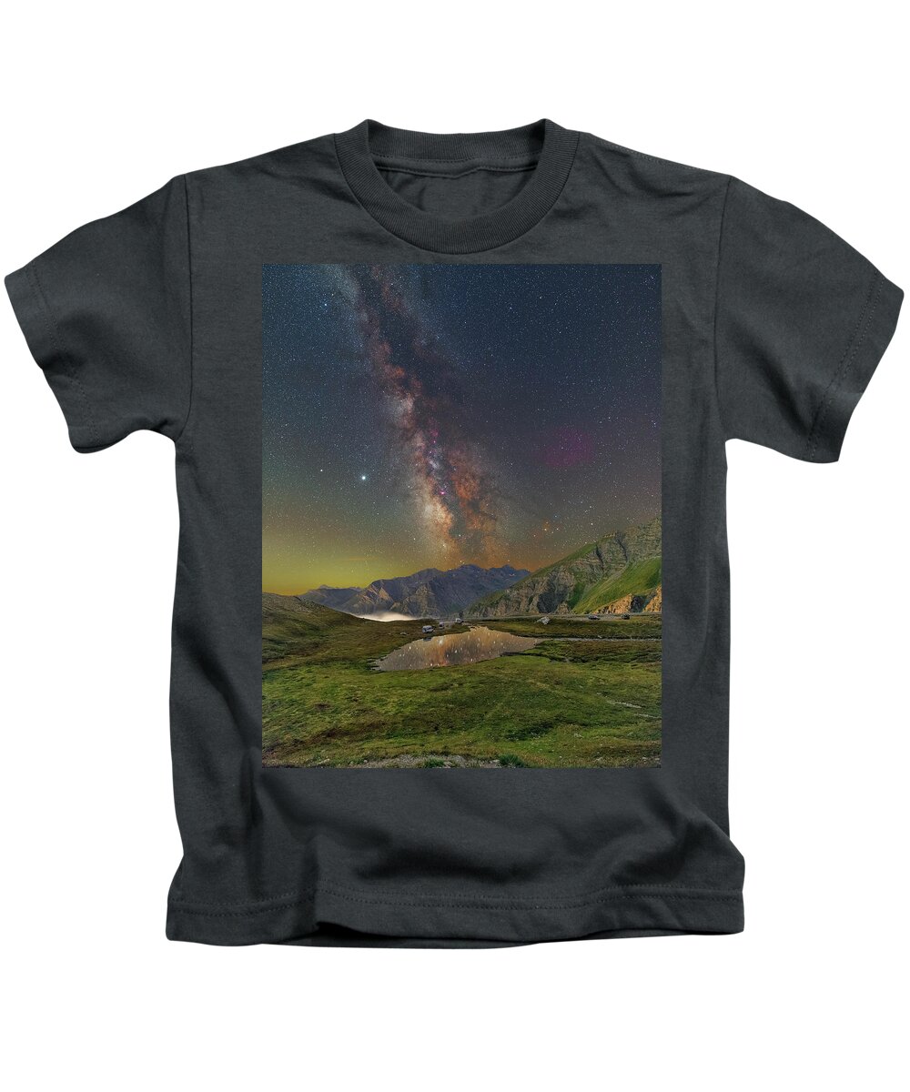 Milky Way Kids T-Shirt featuring the photograph Starry Pond by Ralf Rohner
