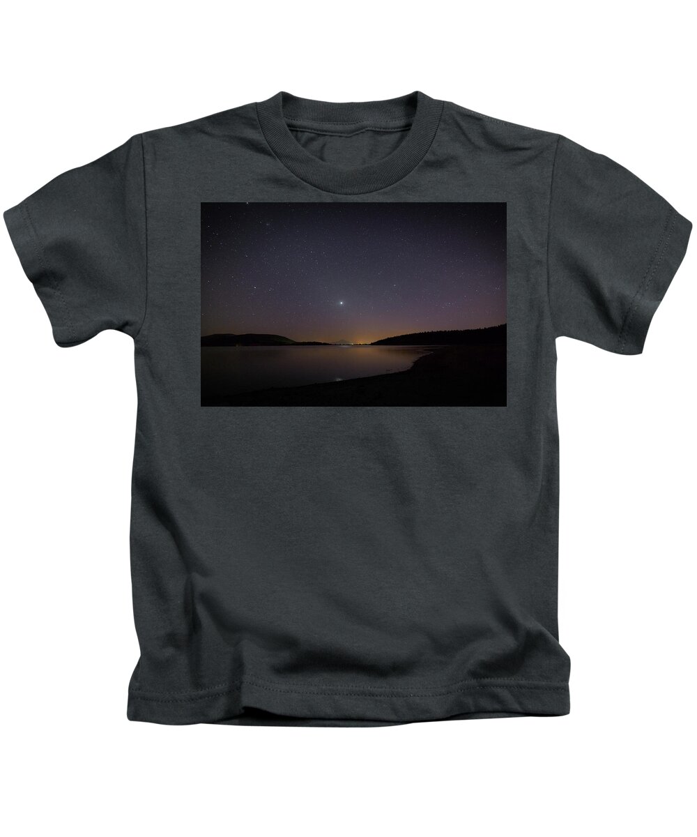 Stars Kids T-Shirt featuring the photograph Stars over the lake by Loyd Towe Photography