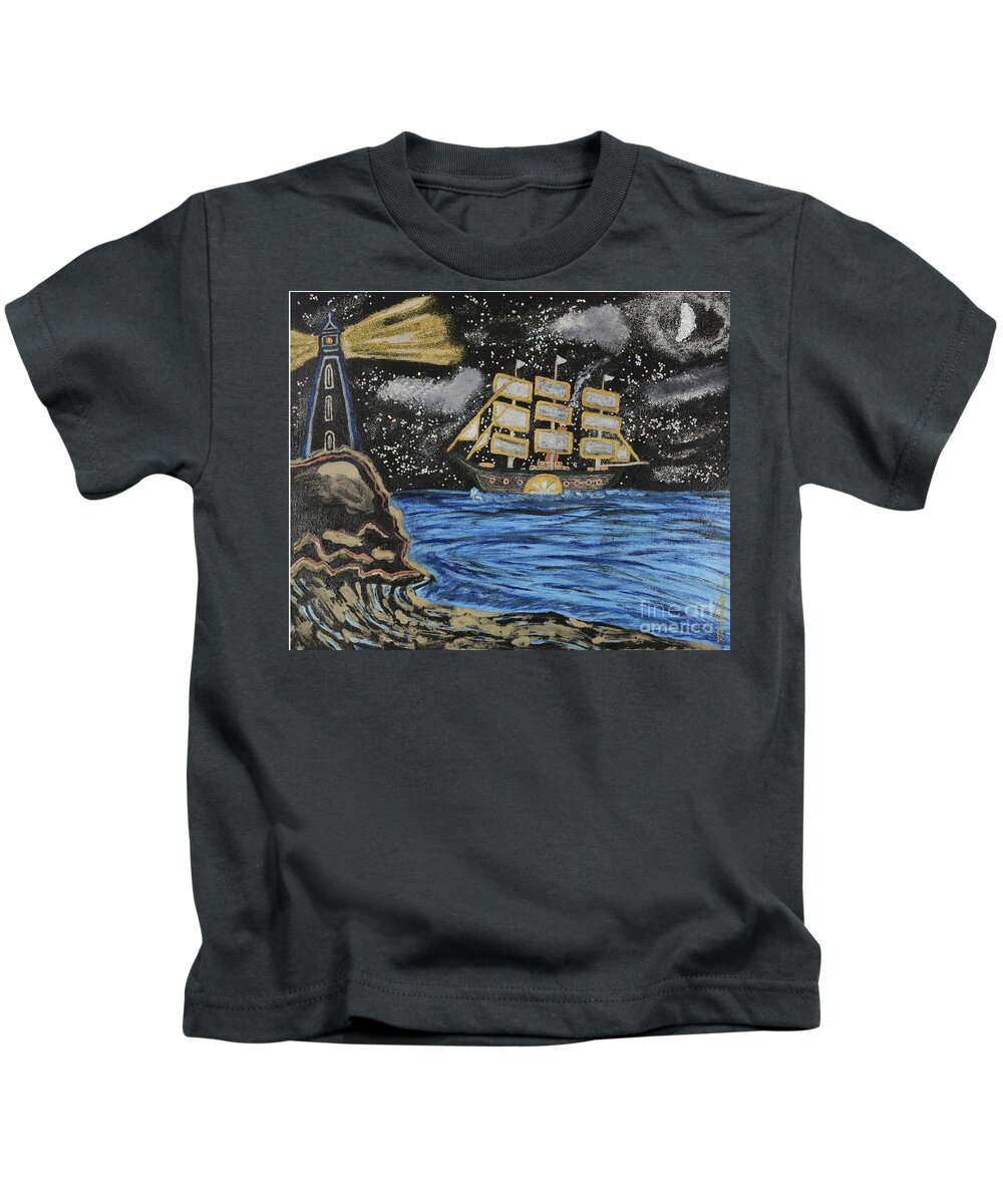 Ship Kids T-Shirt featuring the mixed media Starship Britannia by David Westwood