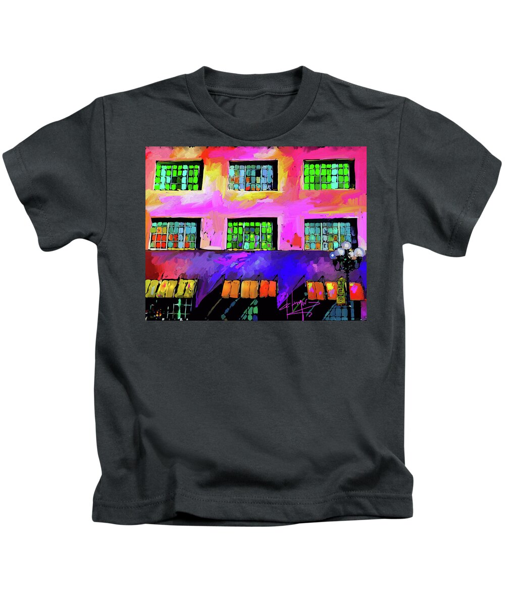 San Diego Kids T-Shirt featuring the painting Storage Building On 6th Ave by DC Langer
