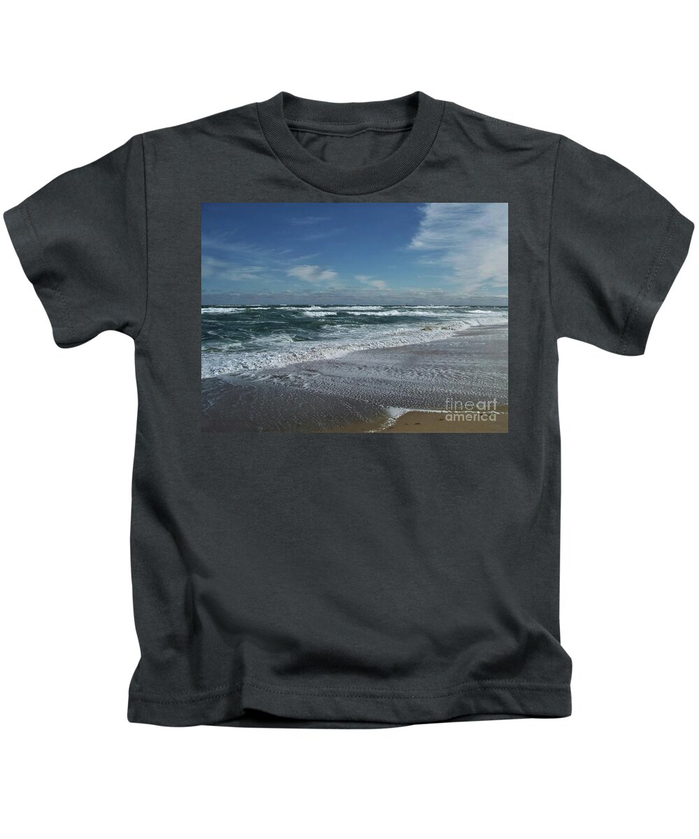 Salisbury Beach Kids T-Shirt featuring the photograph Stormy Days by Eunice Miller