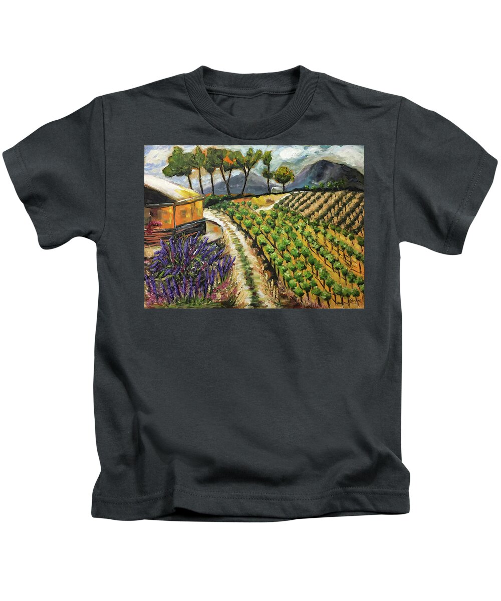 Temecula Kids T-Shirt featuring the painting Summer Vines by Roxy Rich