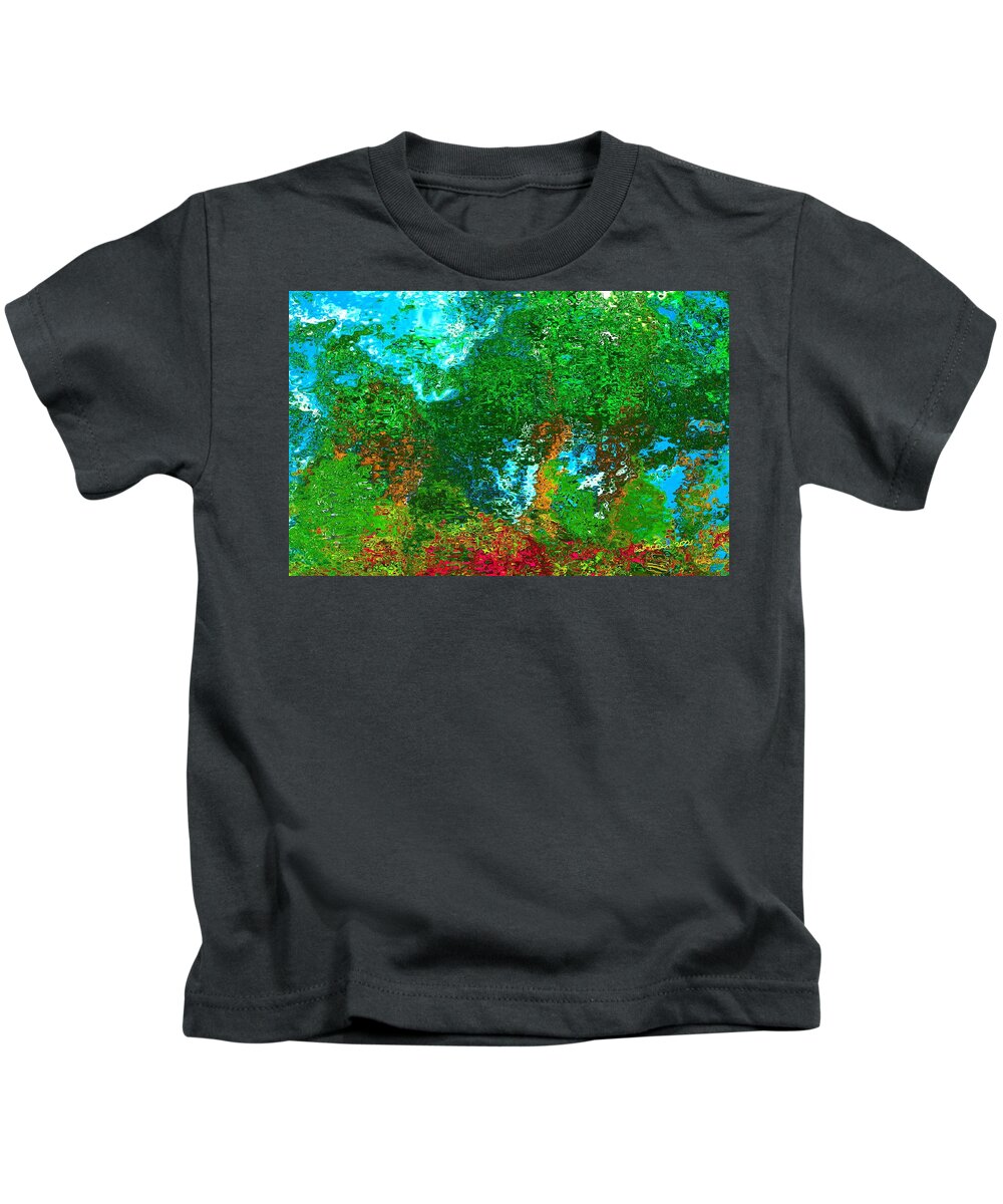 Digital Summer Seasons Woods Kids T-Shirt featuring the digital art Summer Woods by Bob Shimer