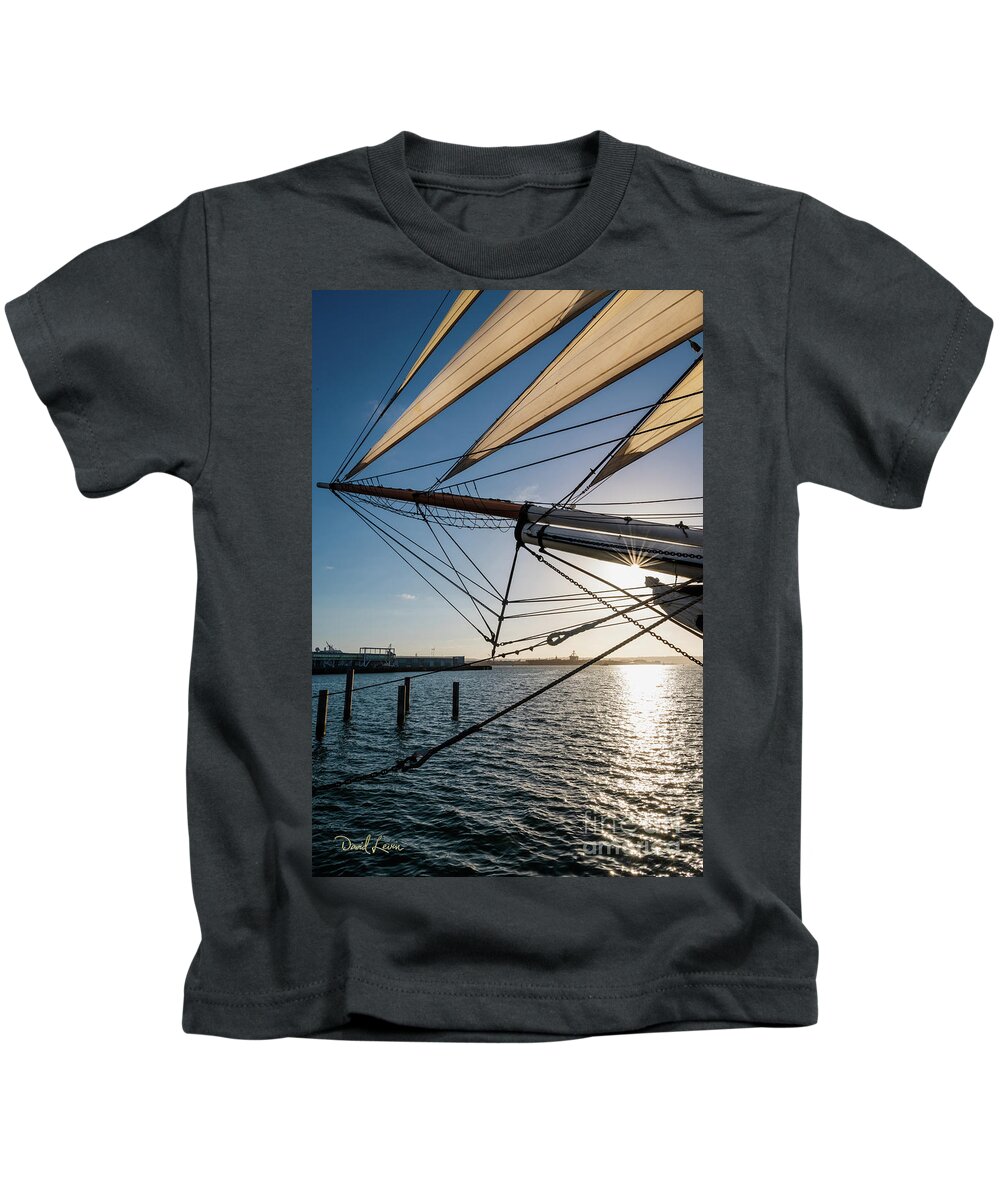 California Kids T-Shirt featuring the photograph Sunburst on the Bow of the Star of India by David Levin