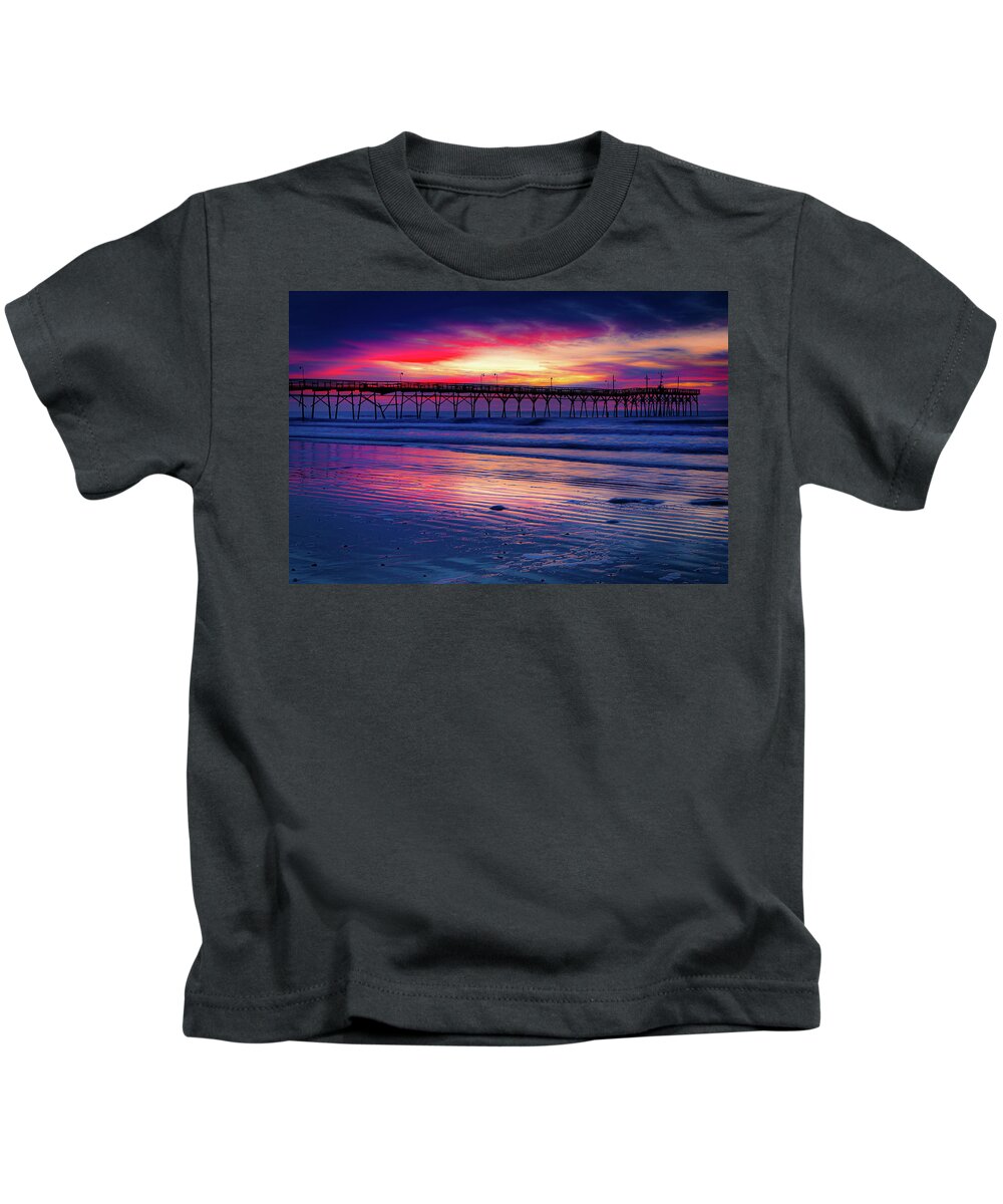 North Carolina Kids T-Shirt featuring the photograph Sunrise at Sunset Beach Horizontal by Dan Carmichael
