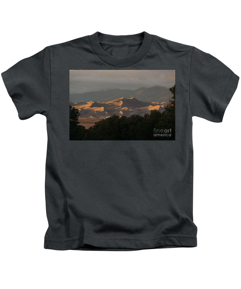 Great Sand Dunes National Park Kids T-Shirt featuring the photograph Sunset at the Colorado Dunes by Ken Kvamme