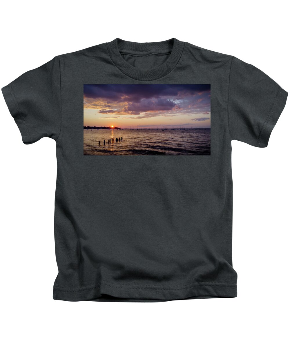Nj Shore Photography Kids T-Shirt featuring the photograph Sunset - Keyport, NJ by Steve Stanger