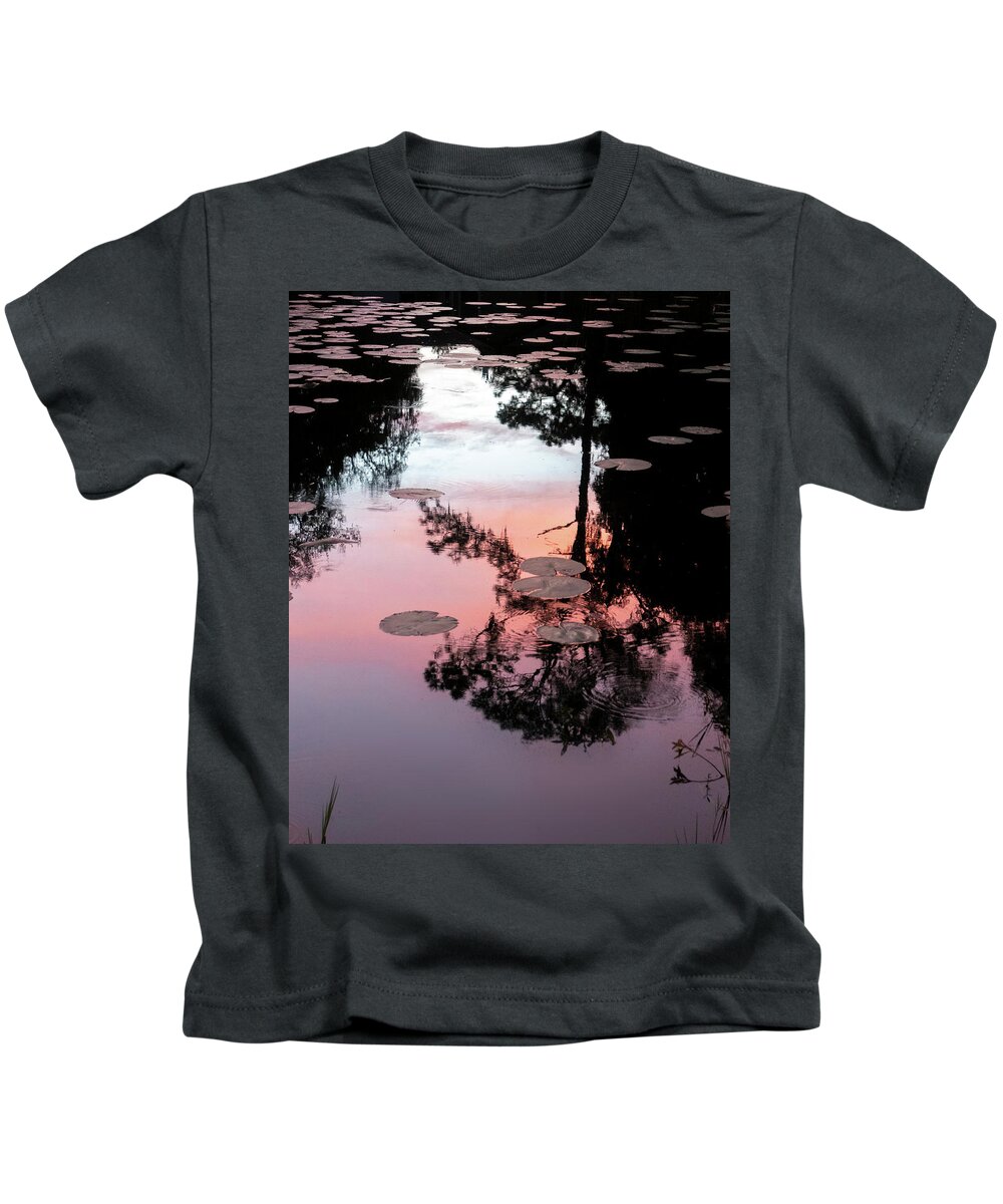 Reflection Kids T-Shirt featuring the photograph Sunset on a Florida pond by Karen Rispin
