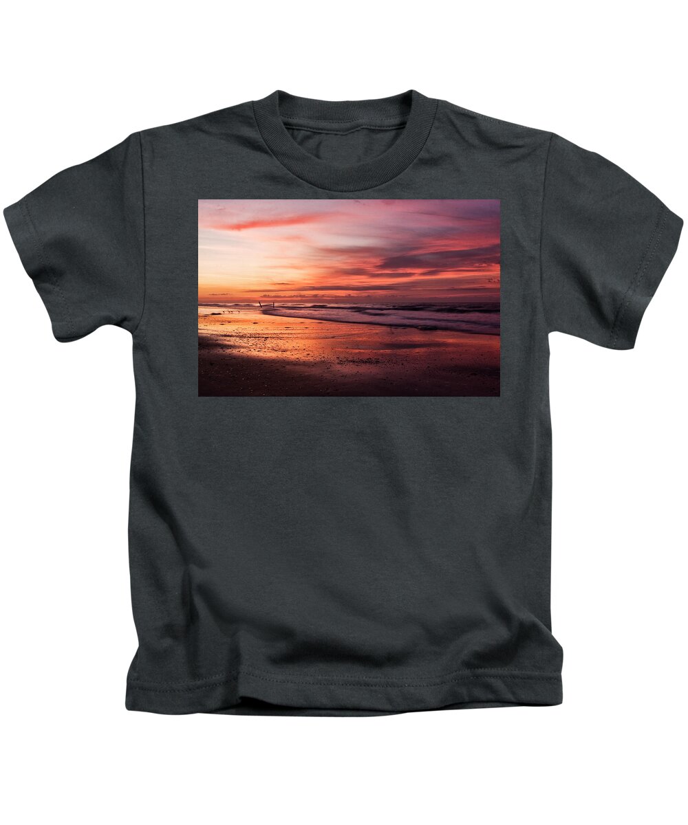 Sunset On Atlantic Beach Kids T-Shirt featuring the photograph Sunset on Atlantic Beach by Bob Decker