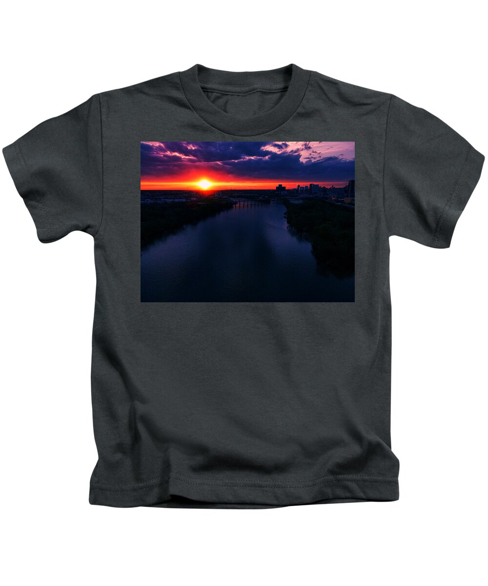  Kids T-Shirt featuring the photograph Sunset on the James by Stephen Dorton