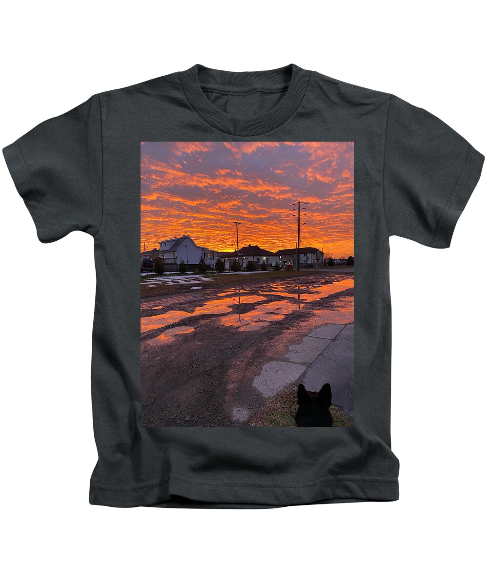 Sunset Kids T-Shirt featuring the photograph Sunset reflects by Judy Dimentberg