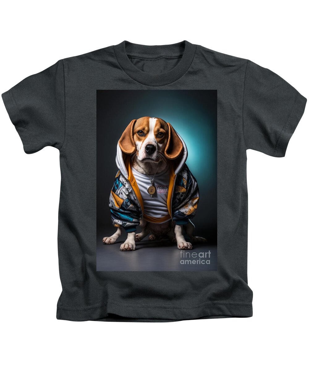 'sup Dawgg Kids T-Shirt featuring the mixed media Sup Dawgg Beagle by Jay Schankman