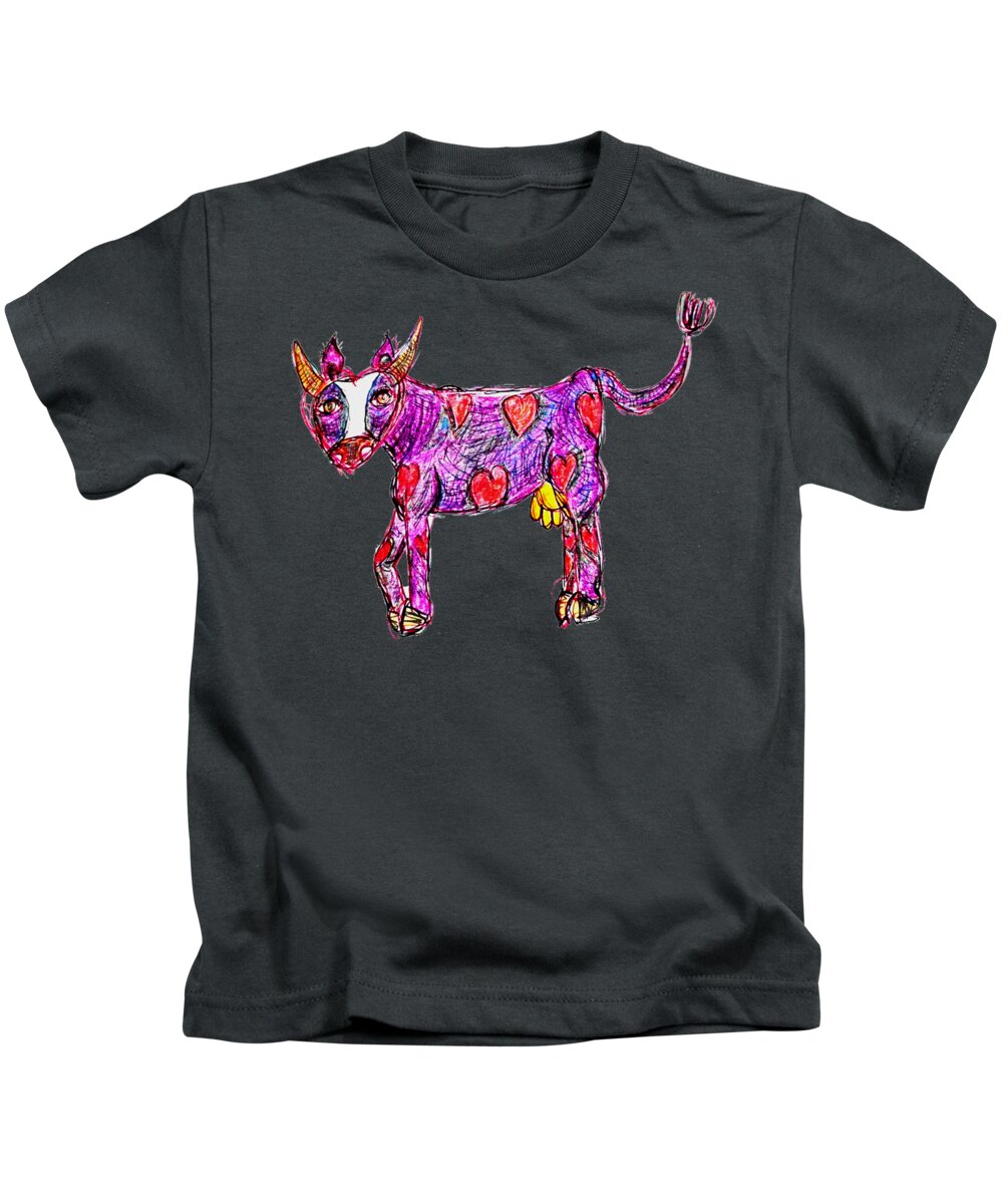 Cow Kids T-Shirt featuring the digital art Sweet Cow by Mimulux Patricia No