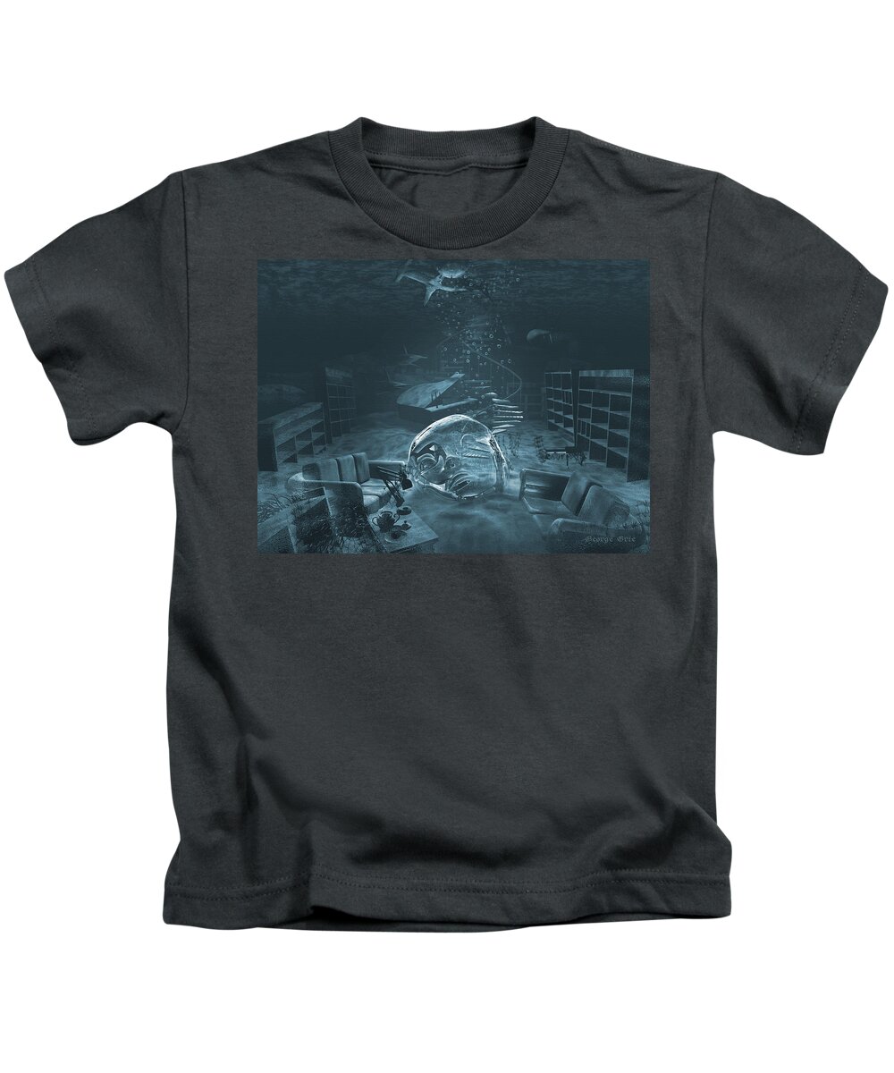 Underwater Landscape Water Kids T-Shirt featuring the digital art Sweet Hideout of Denial by George Grie
