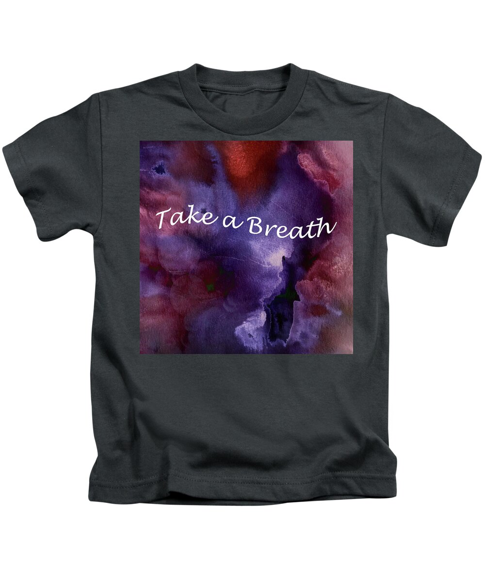 Purple Watercolor Kids T-Shirt featuring the painting Take a Breath Purple by Nancy Merkle