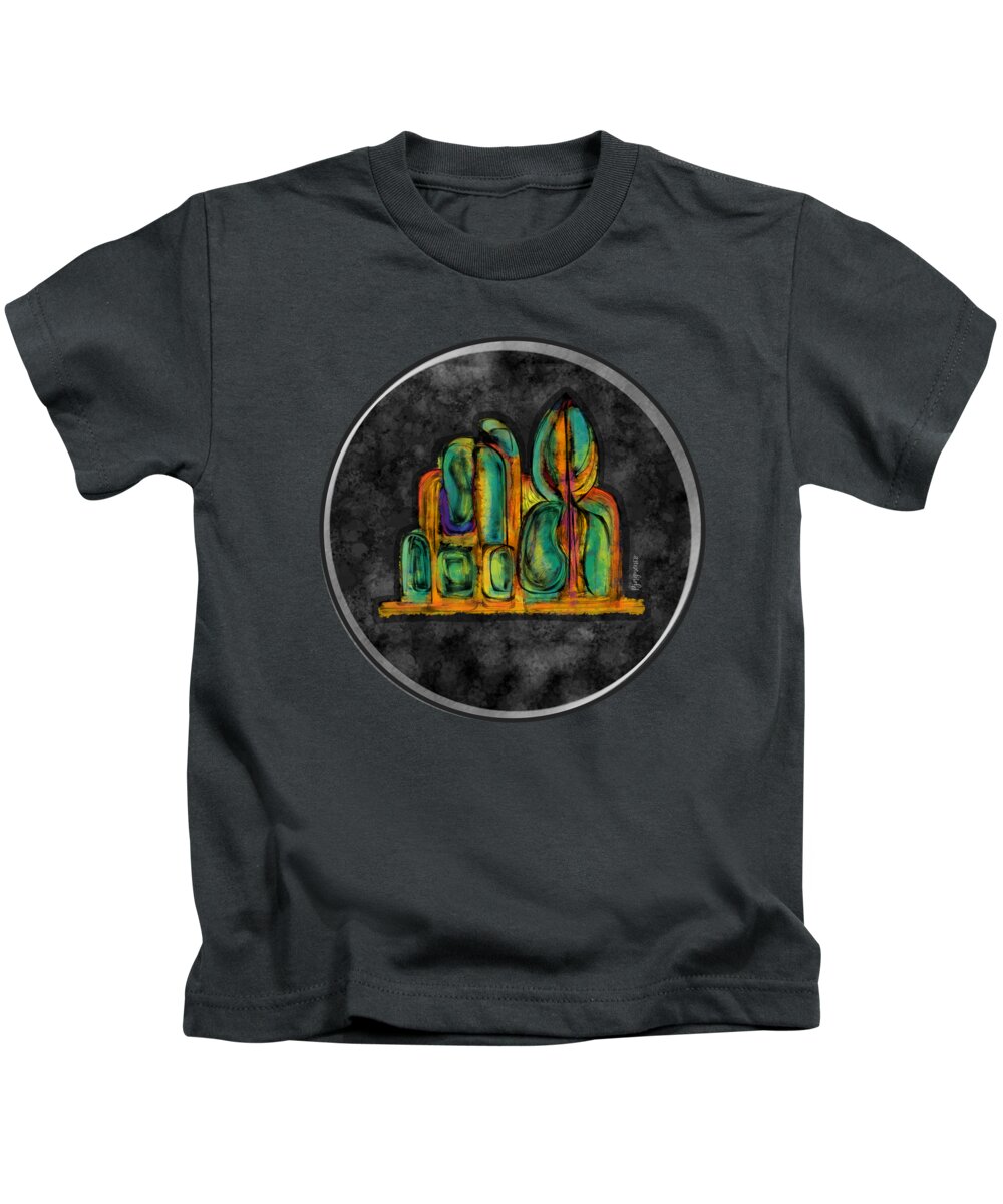 Green Kids T-Shirt featuring the digital art Temple of hope by Ljev Rjadcenko