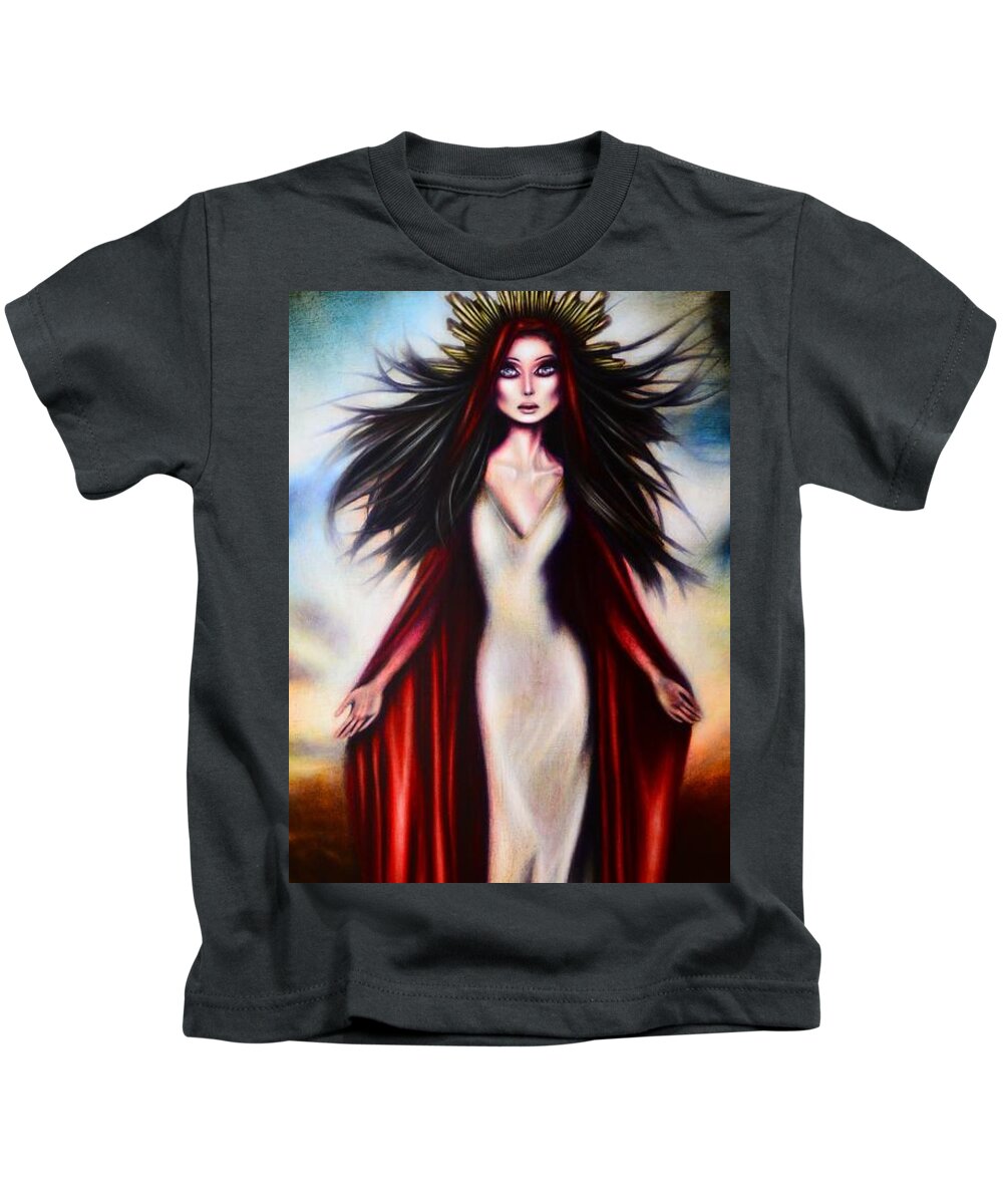 Red Kids T-Shirt featuring the painting The Assumption of the Virgin by Tiago Azevedo