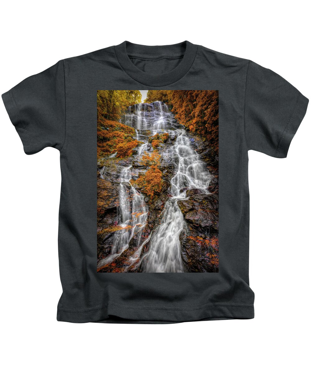 Waterfall Kids T-Shirt featuring the photograph The Autumn Beauty of Amicalola Falls by Debra and Dave Vanderlaan