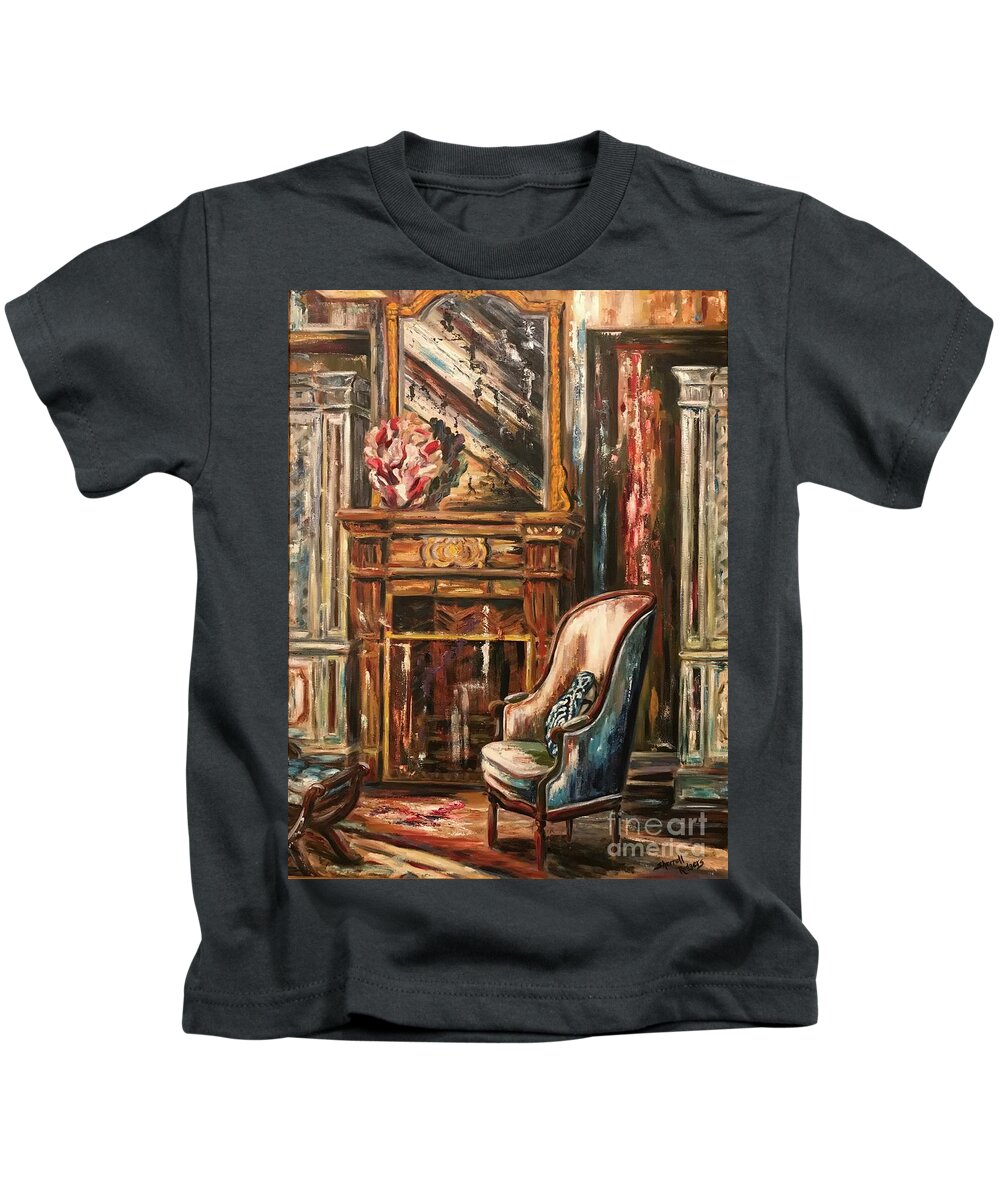 Home Decor Kids T-Shirt featuring the painting The Blue and White Pillow by Sherrell Rodgers